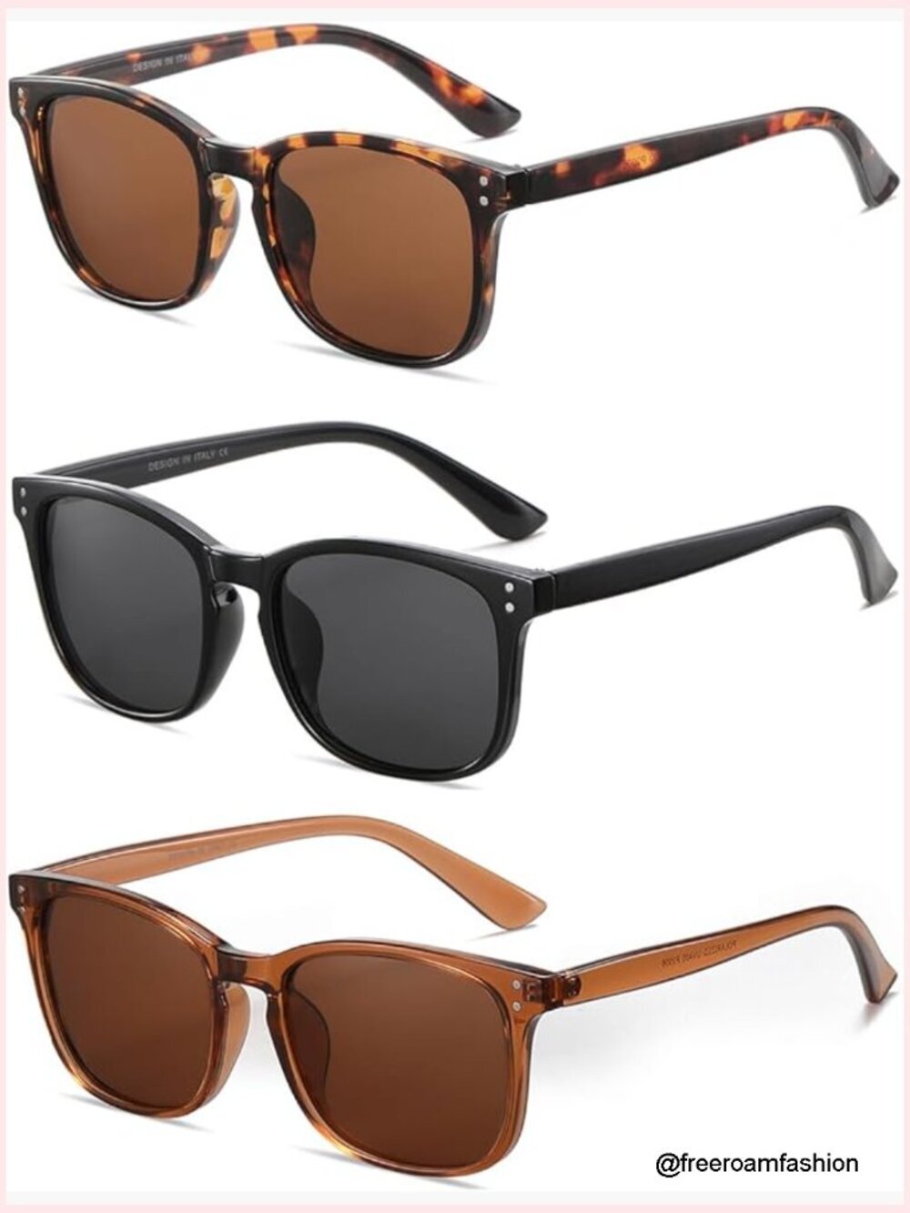 Classic Retro Polarized Sunglasses 3 Pack UV Protection Lightweight